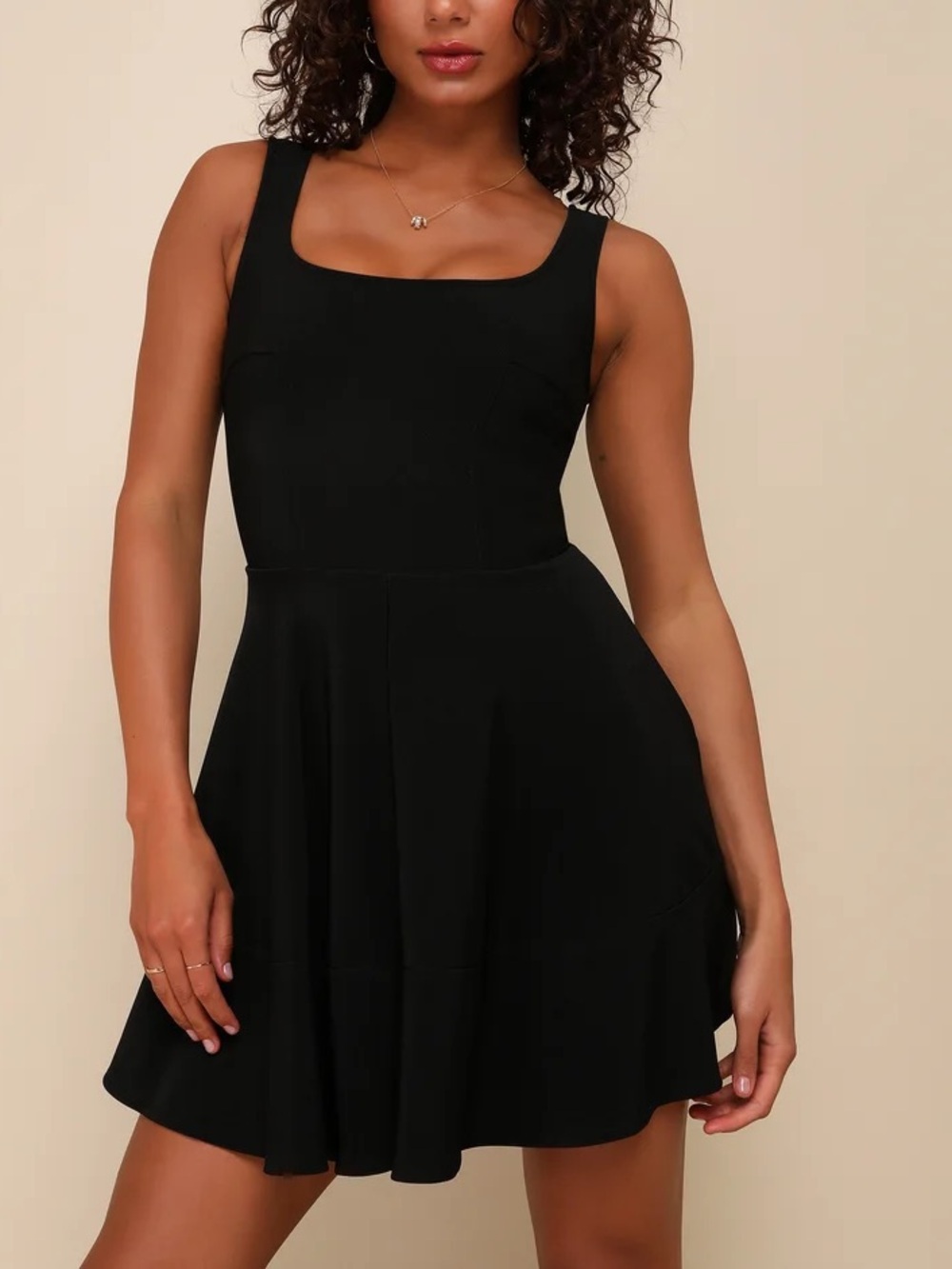 Lulu's | Black Dress | Home Before Daylight Dress | Fit & Flare | Skater Size M